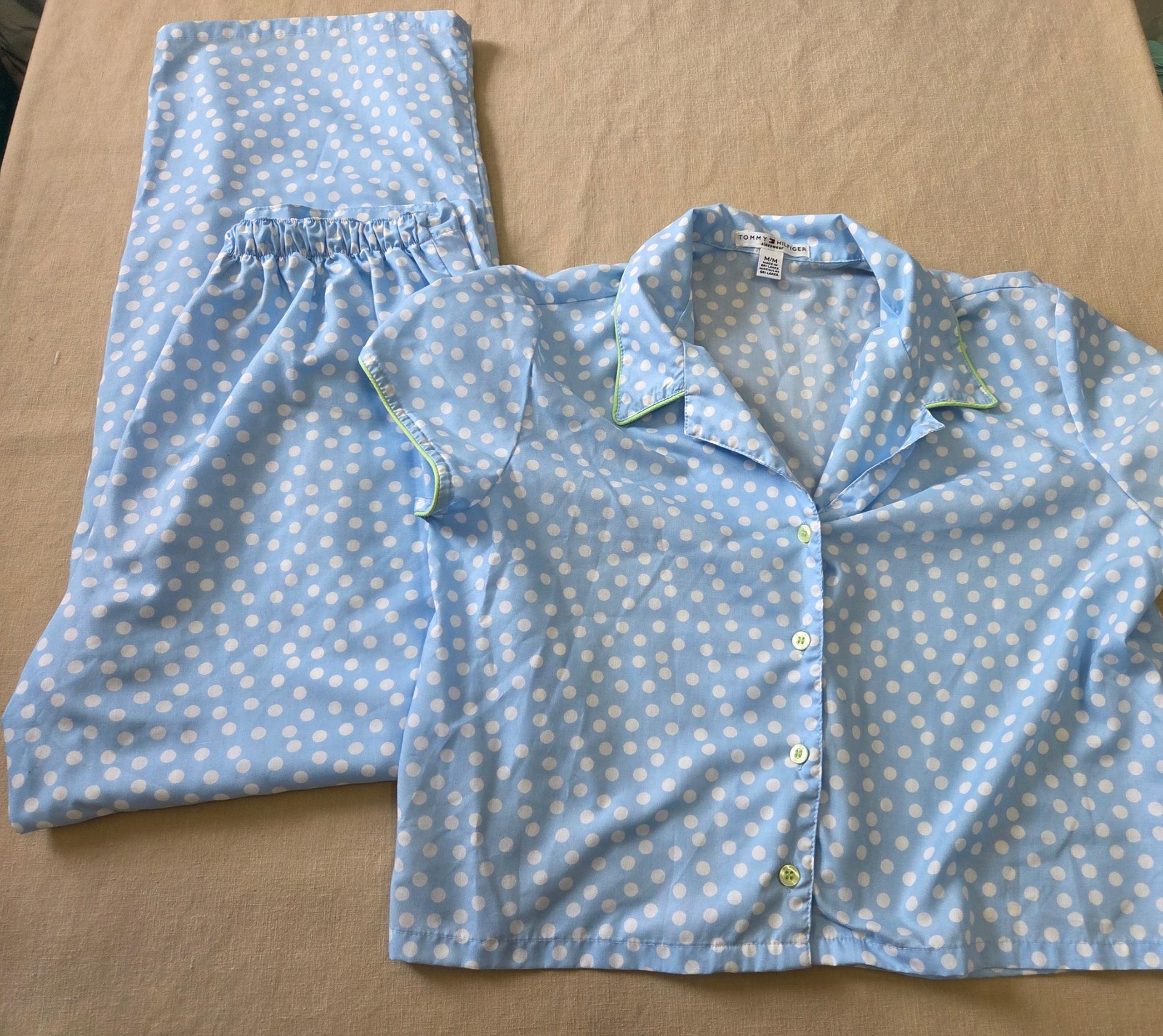 Tommy Hilfiger woman's light blue pajamas set with poka dots size M