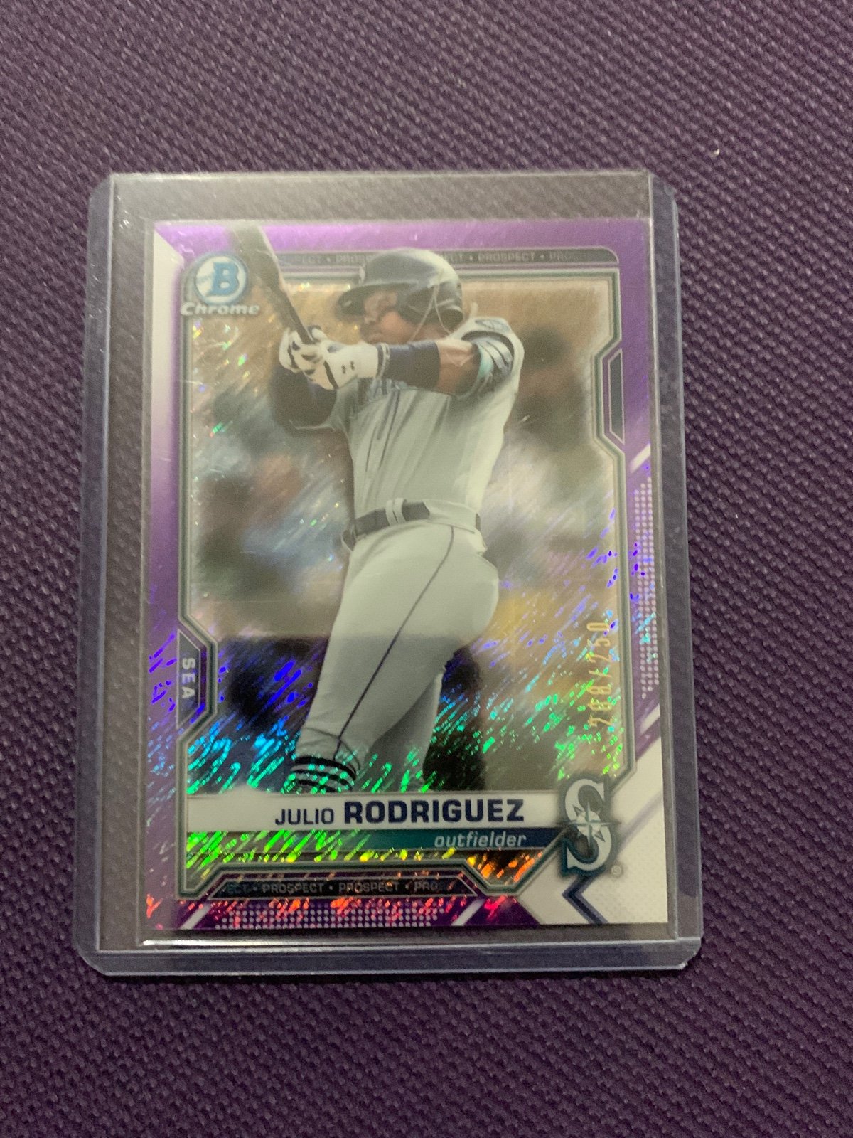 JULIO RODRIGUEZ 2021 Bowman Chrome Prospects Purple Shimmer Refractor /250
