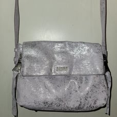 Aimee Kestenberg iridescent metallic light purple silver Bali crossbody bag