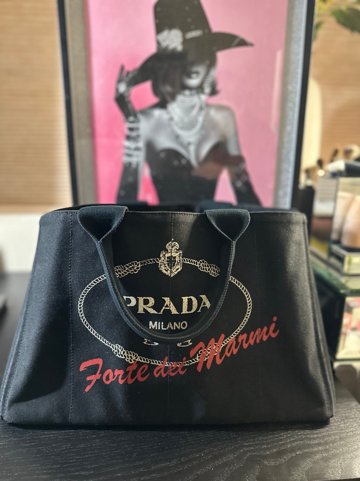 Prada canapa tote black