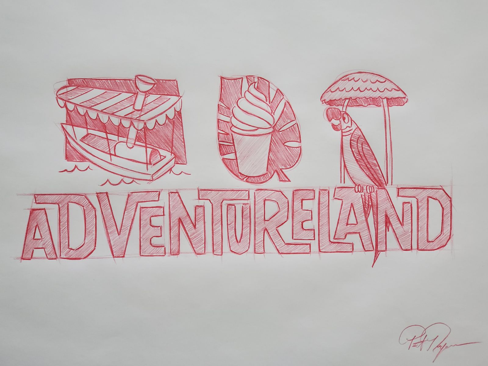 Disneyland WDW Adventureland drawing