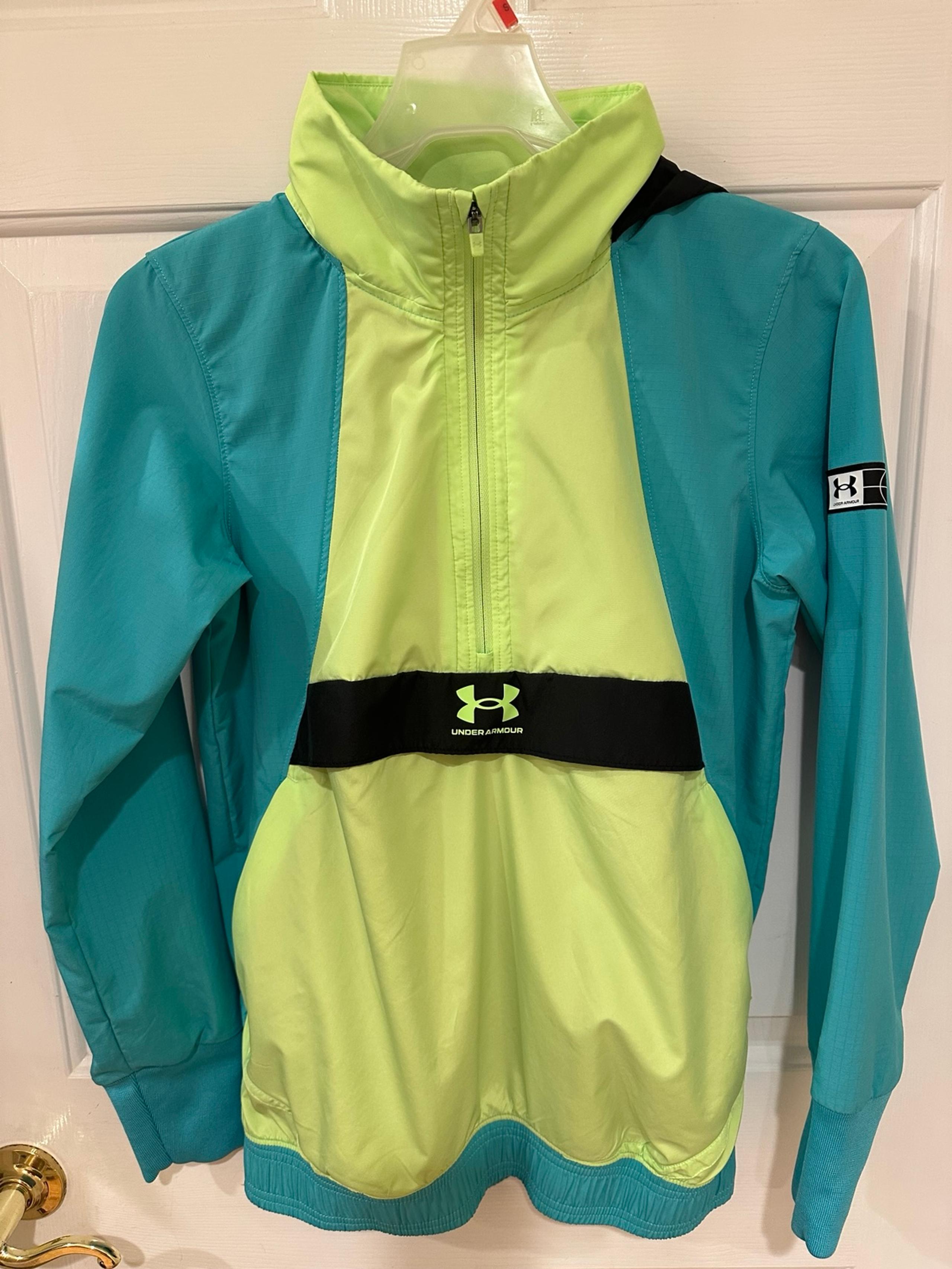 Under Armour Blue Green Windbreaker Running Jacket Womens XS EUC Like New