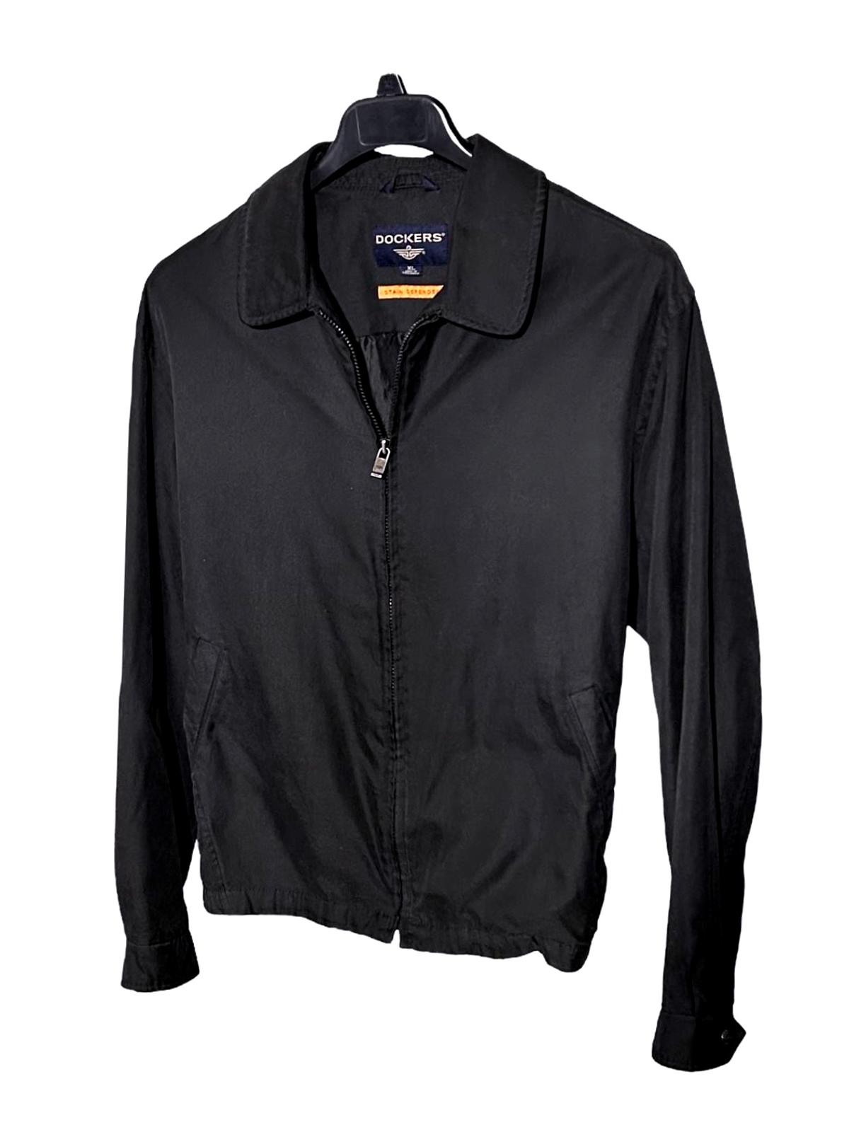 DOCKERS Mens XL Black Micro-Twill Golf Bomber Windbreaker Zip-Up Jacket