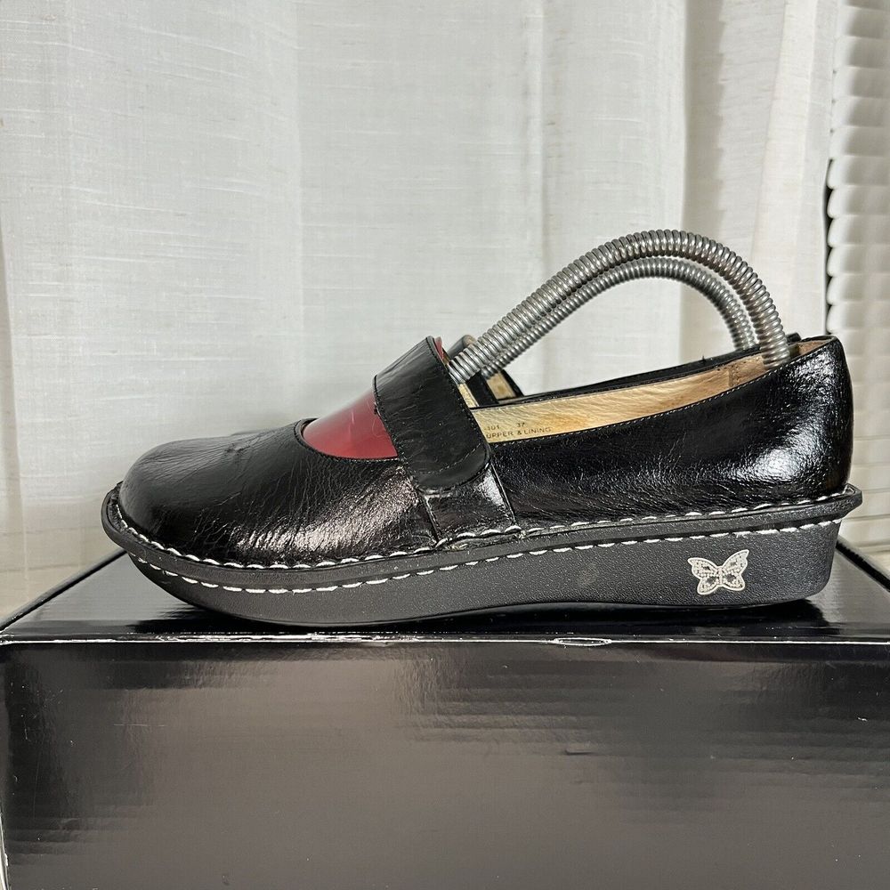 Alegria PG Lite Fel-101 Black Patent Mary Jane Size 37 Clogs Comfort Shoes