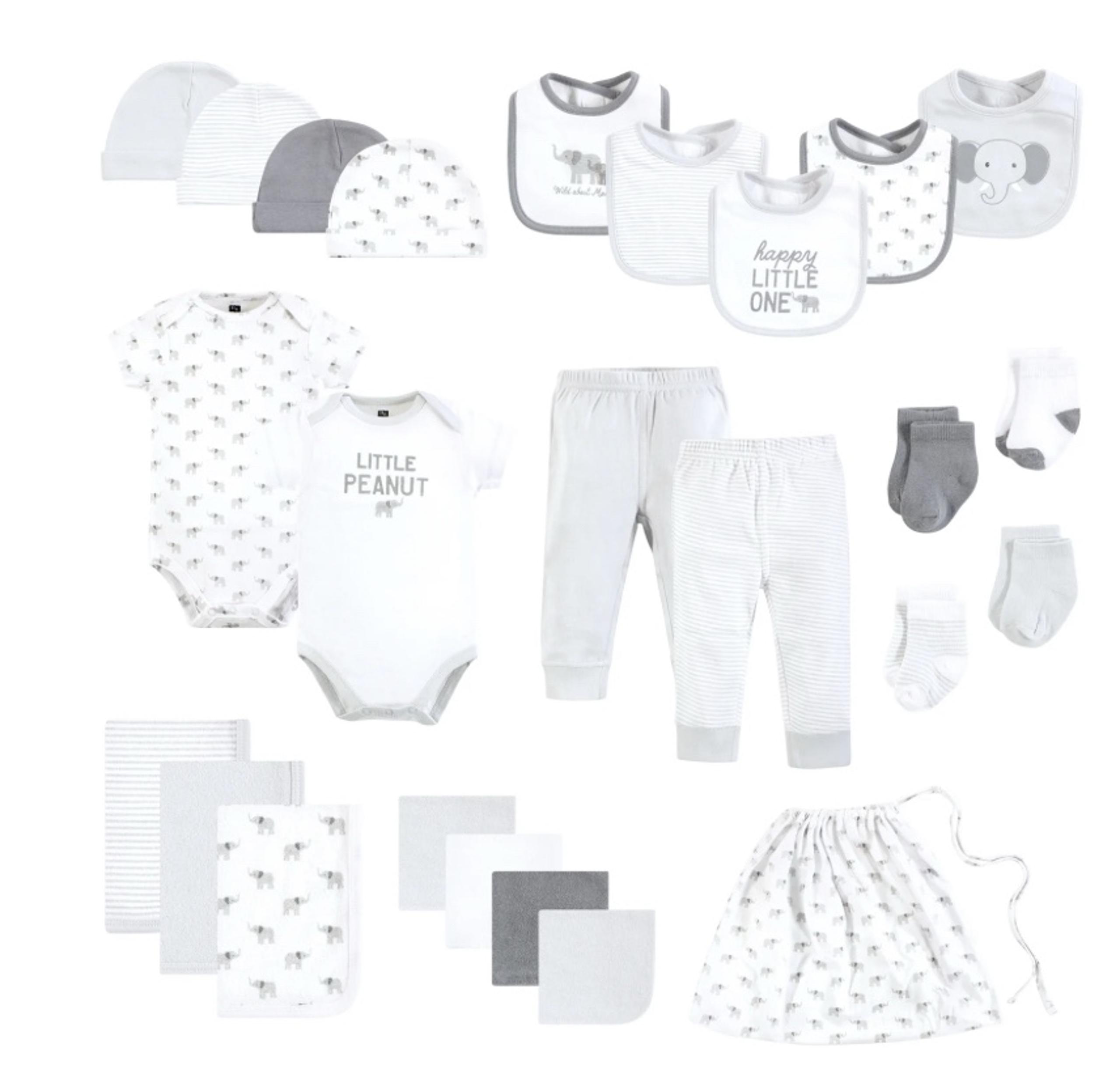 Hudson Baby Gender Neutral 25 Piece Happy Little Elephant Baby Shower Gift Set