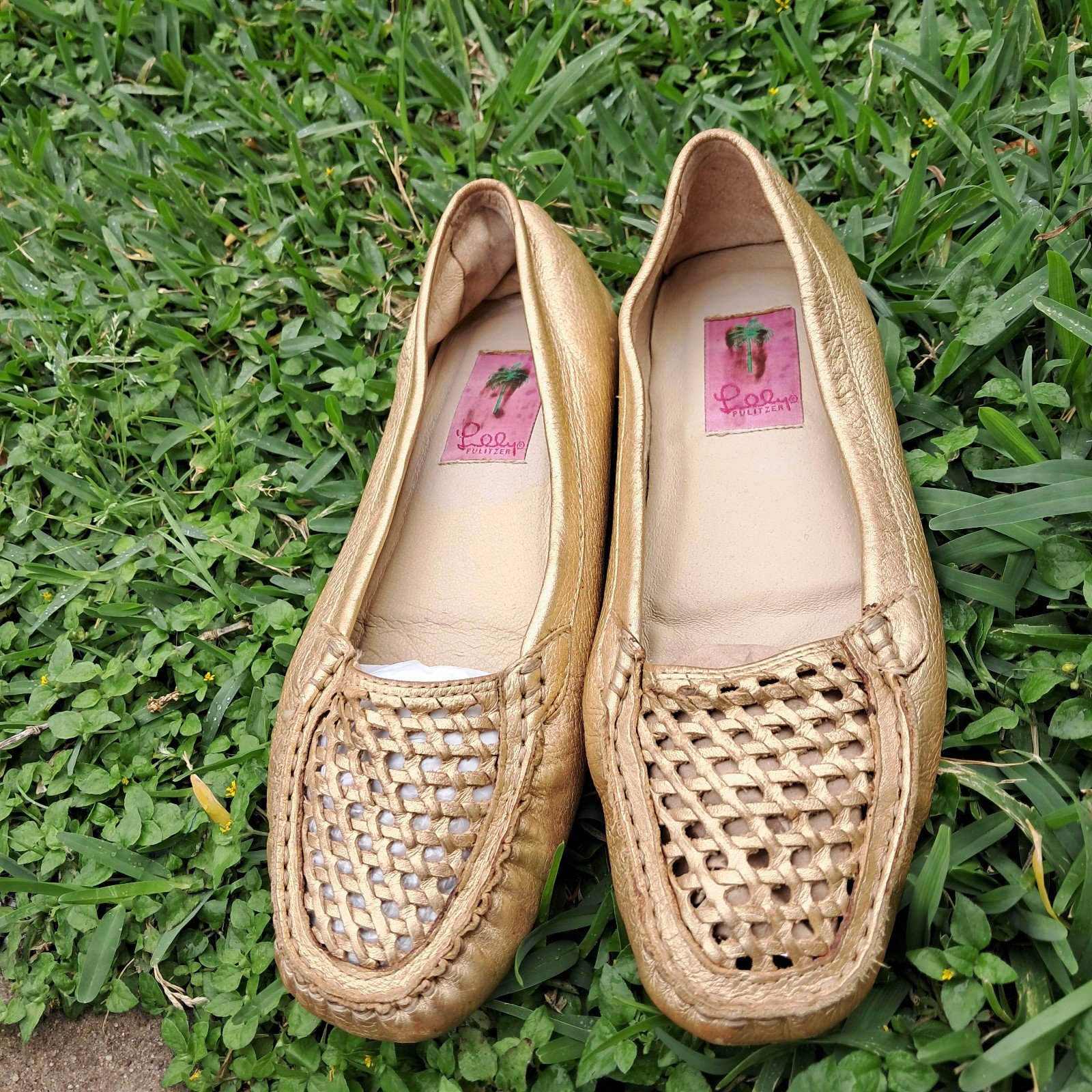 Lilly pulitzer Gold flat Loafers Women Size 10