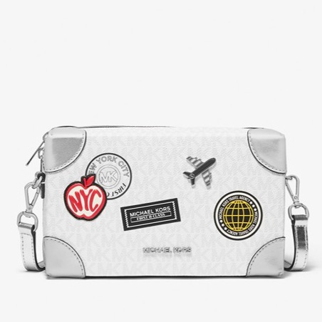 MICHAEL KORS Jeanie Small Embellished Signature Logo Crossbody Bag - Optic White
