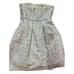BCBGMAXAZRIA Womens Trudy A Line Dress Metallic Cream Silver Strapless Sz 4 NWOT