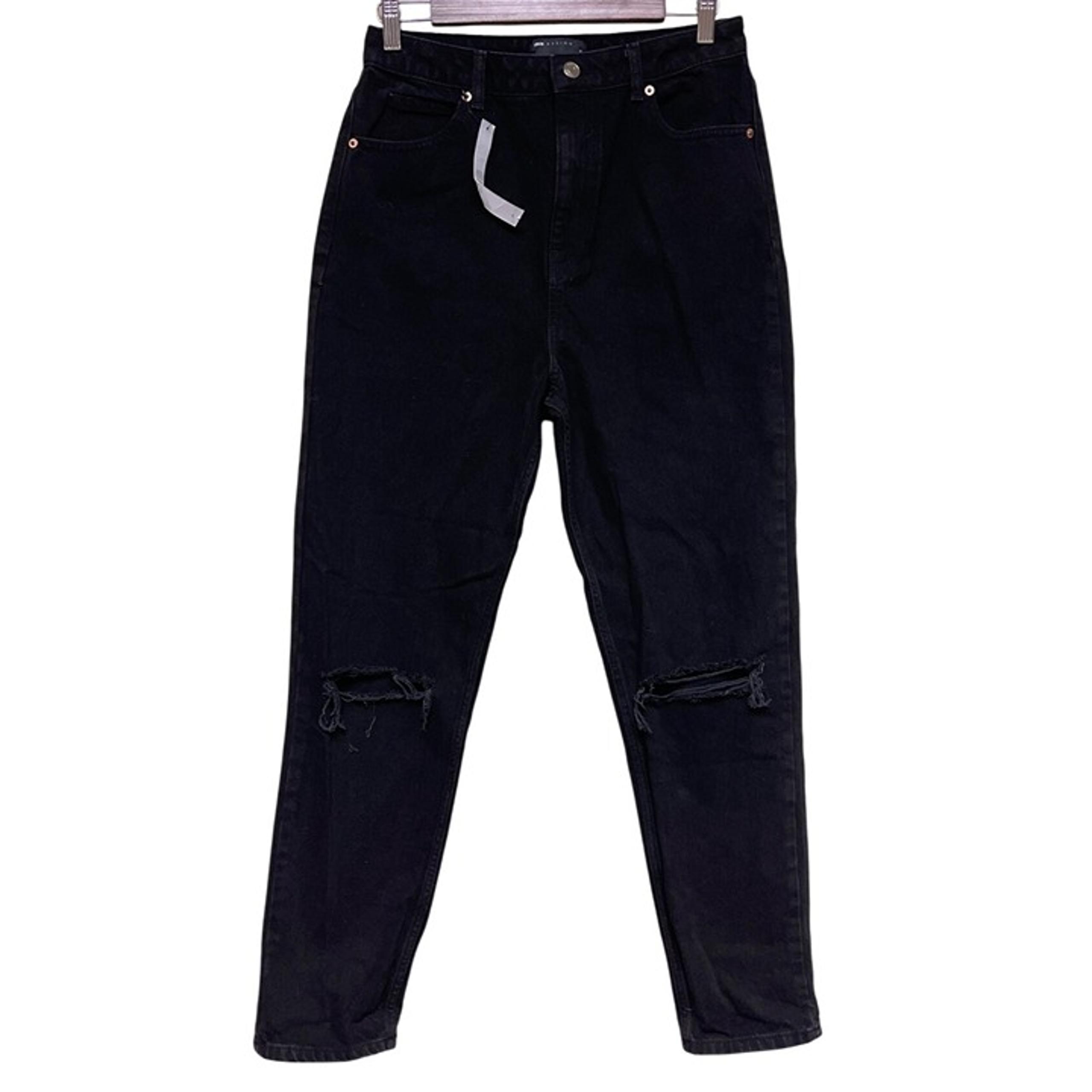 NEW! ASOS Design Women's Mom Black Denim Distressed High Rise Jeans Size 30