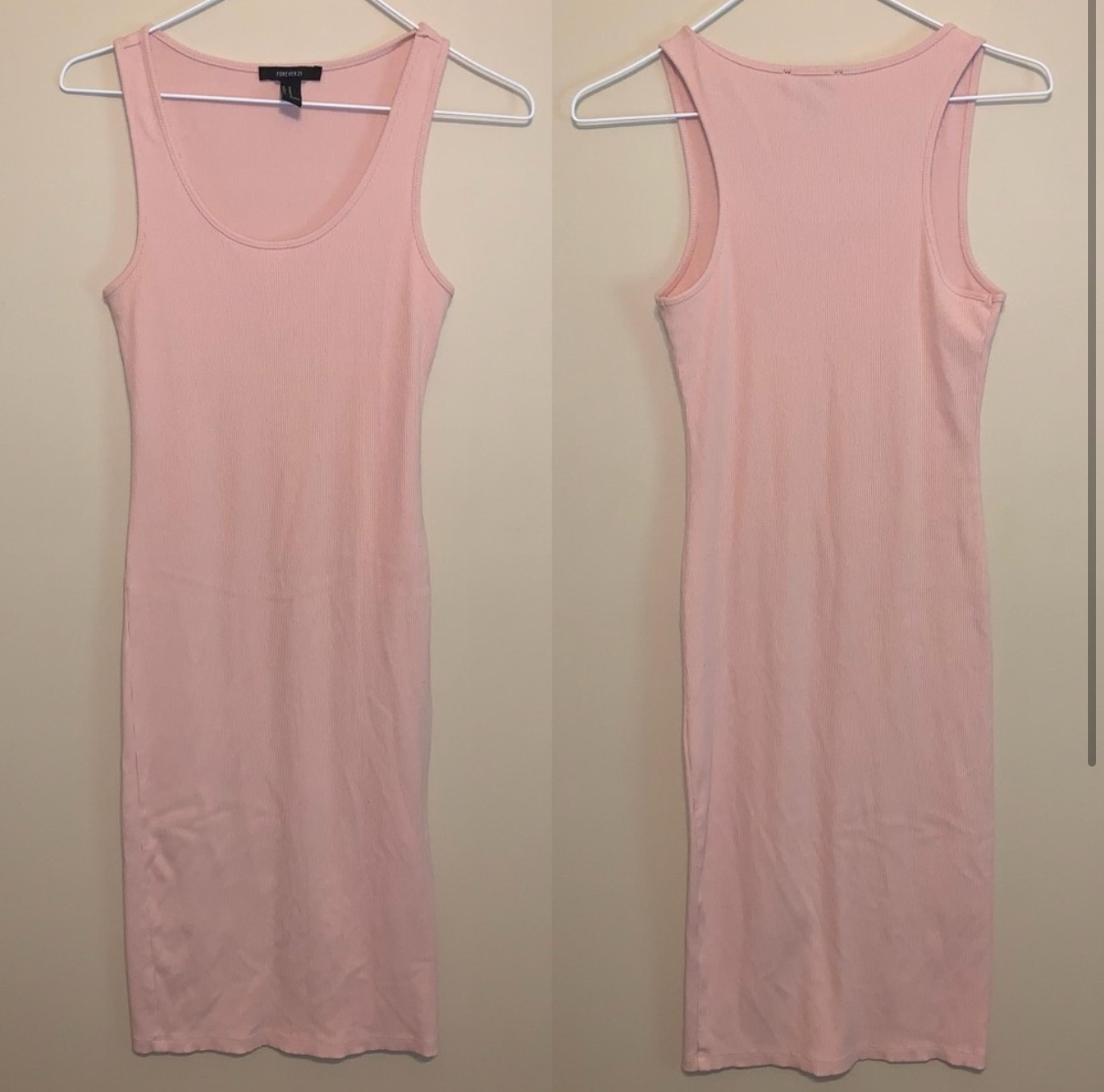 Light Pink Dress Racerback Tank Top Bodycon Midi Summer Spring