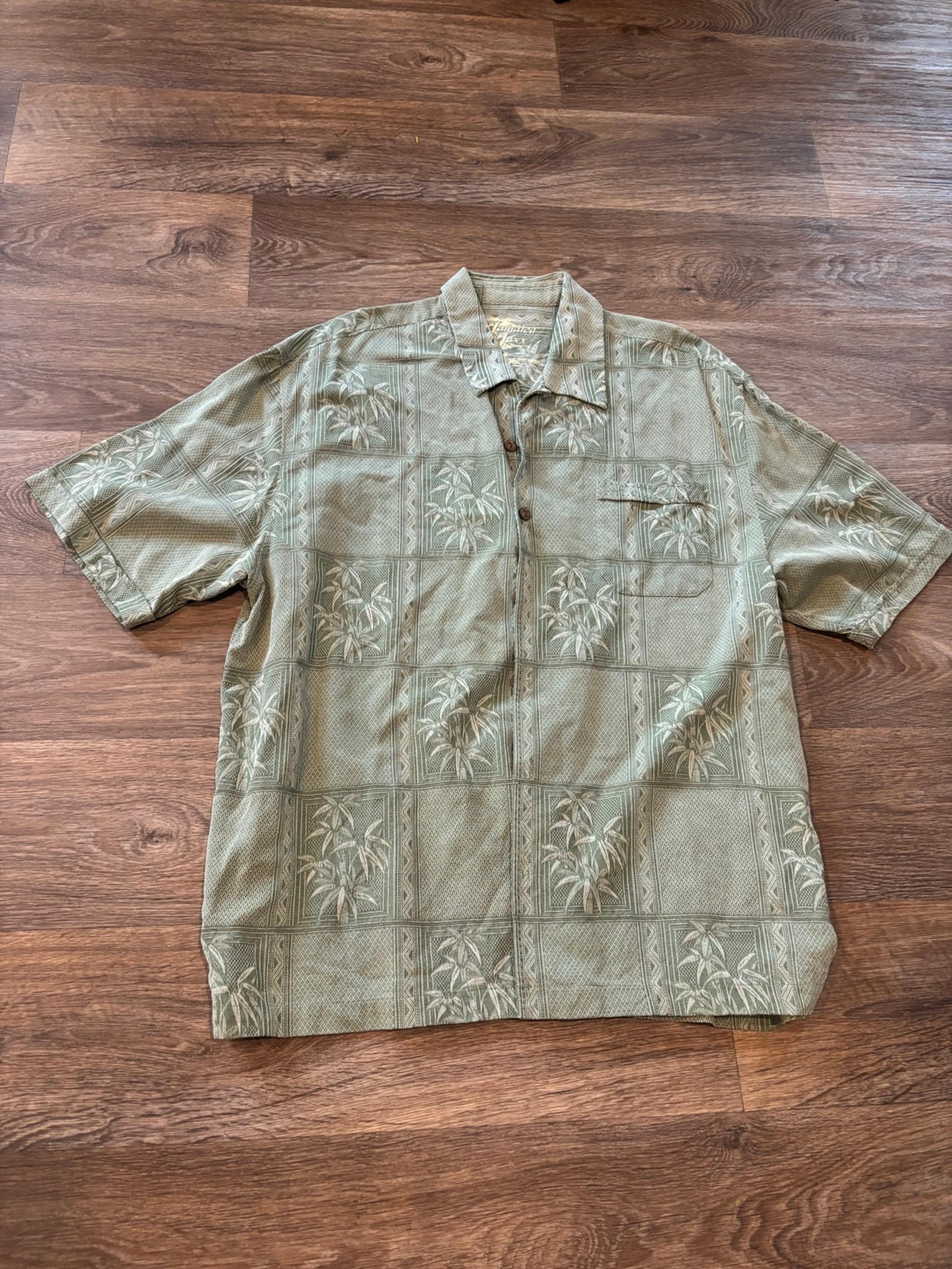 Jamaica Jaxx 100% Silk Men’s Tropical Hawaiian Button Up Short Sleeve Shirt XL