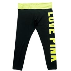 Victoria’s Secret Pink Cotton Mid Rise Foldover Logo legging black green XXL