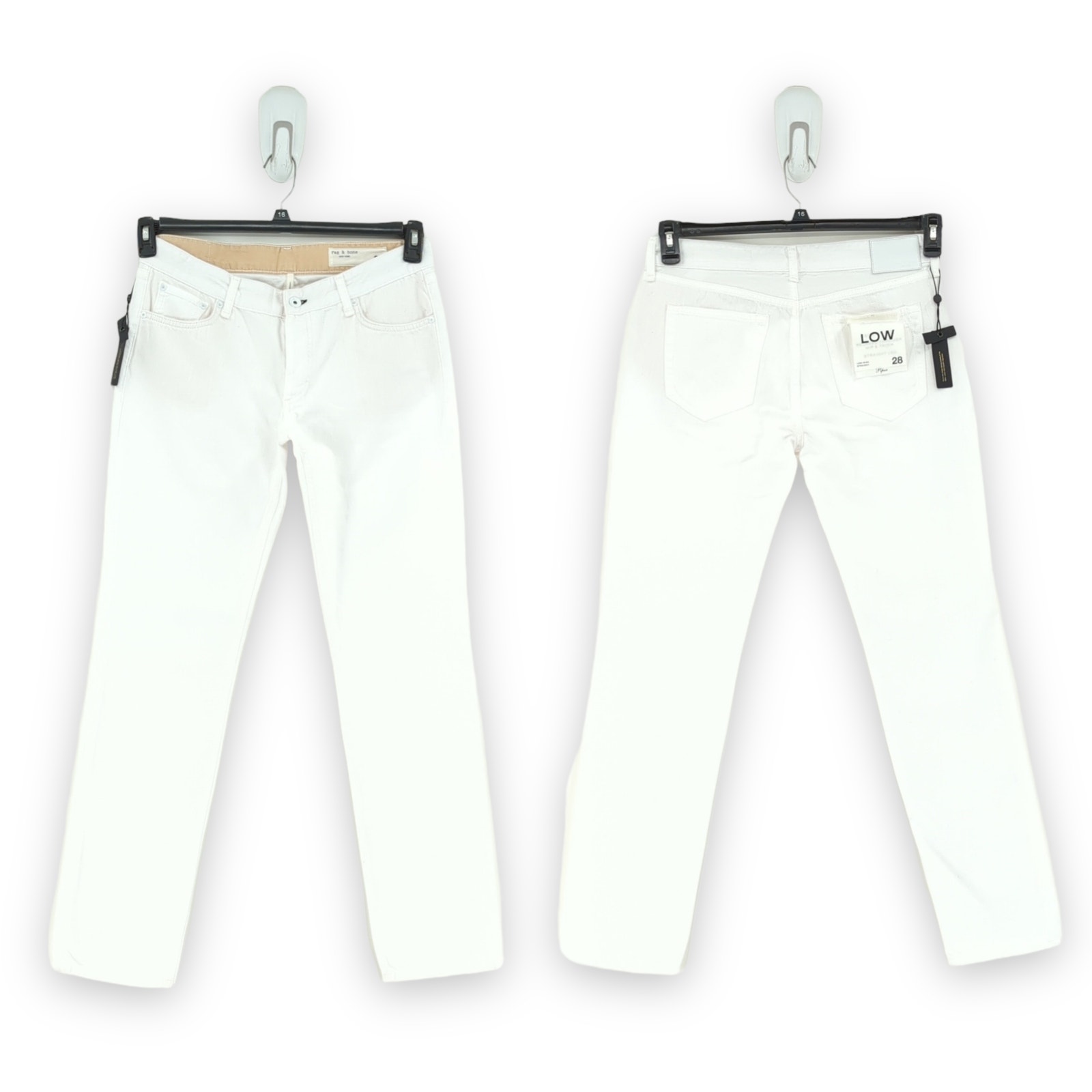 Rag & Bone Women 28 Piper Jeans Bright White Low Rise Straight Relaxed Denim NEW