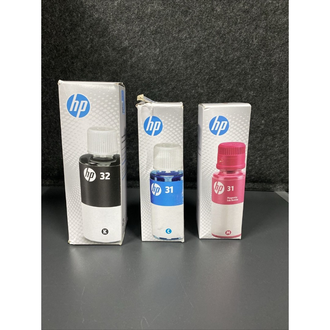 NIB 3PK Genuine Original HP 32 Black & 31 CM COLOR Bottled Ink