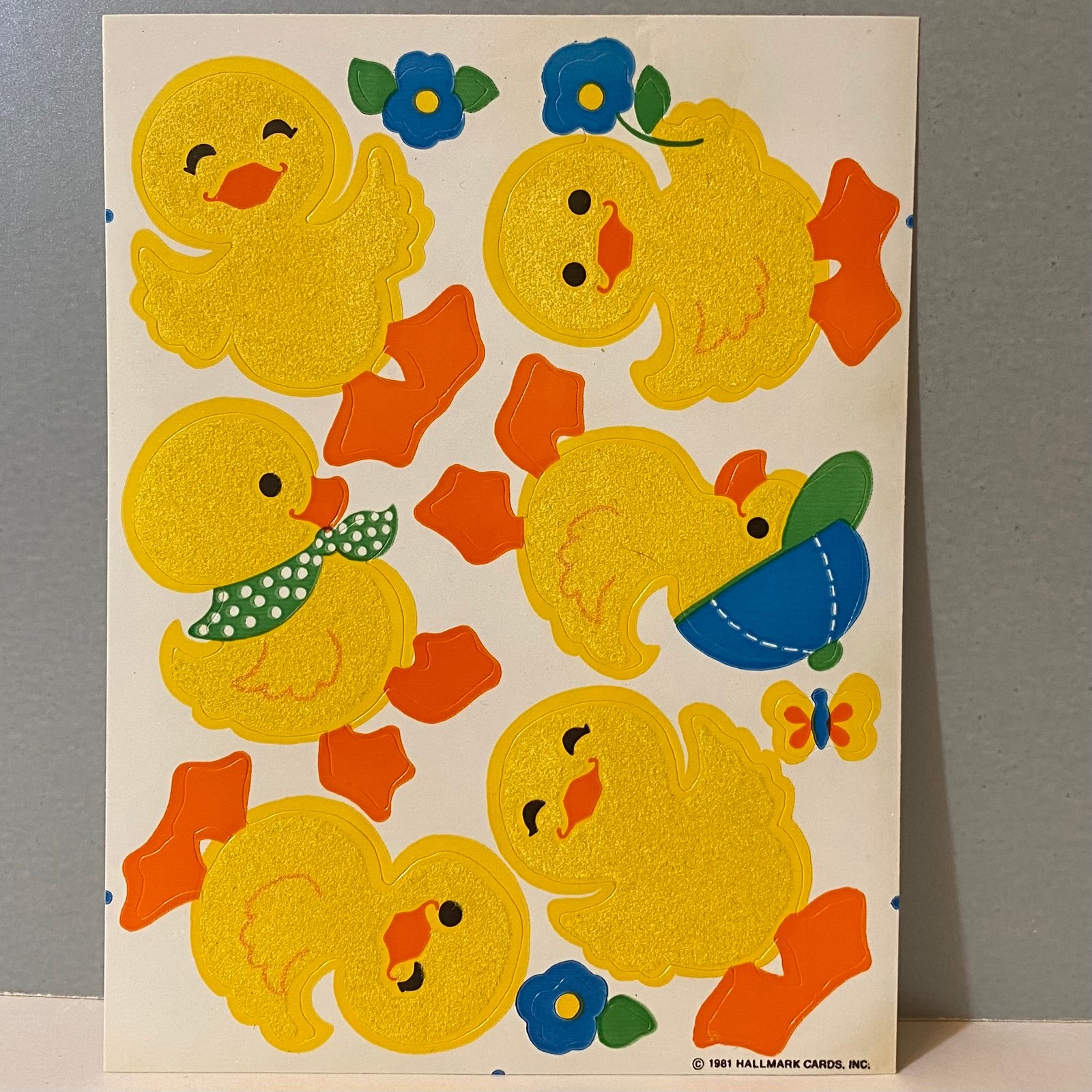 Vintage Hallmark 1981 Fuzzy Duck Stickers