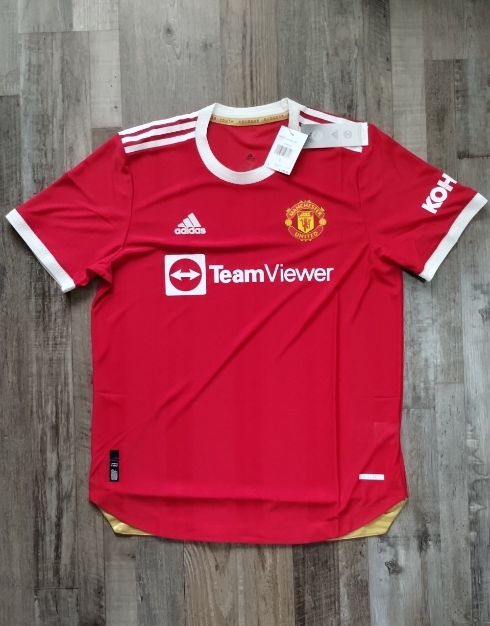 Large Adidas Manchester United AUTHENTIC 2021-22 Men’s Soccer Match Jersey Red