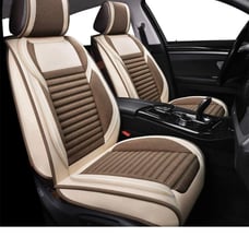 Fabric Wool Like Cloth Car Seat Covers, Oasis Auto, Front Tan/Coffee, OS-013