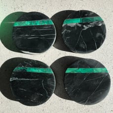 4 Vintage Stone and Malechite Coasters