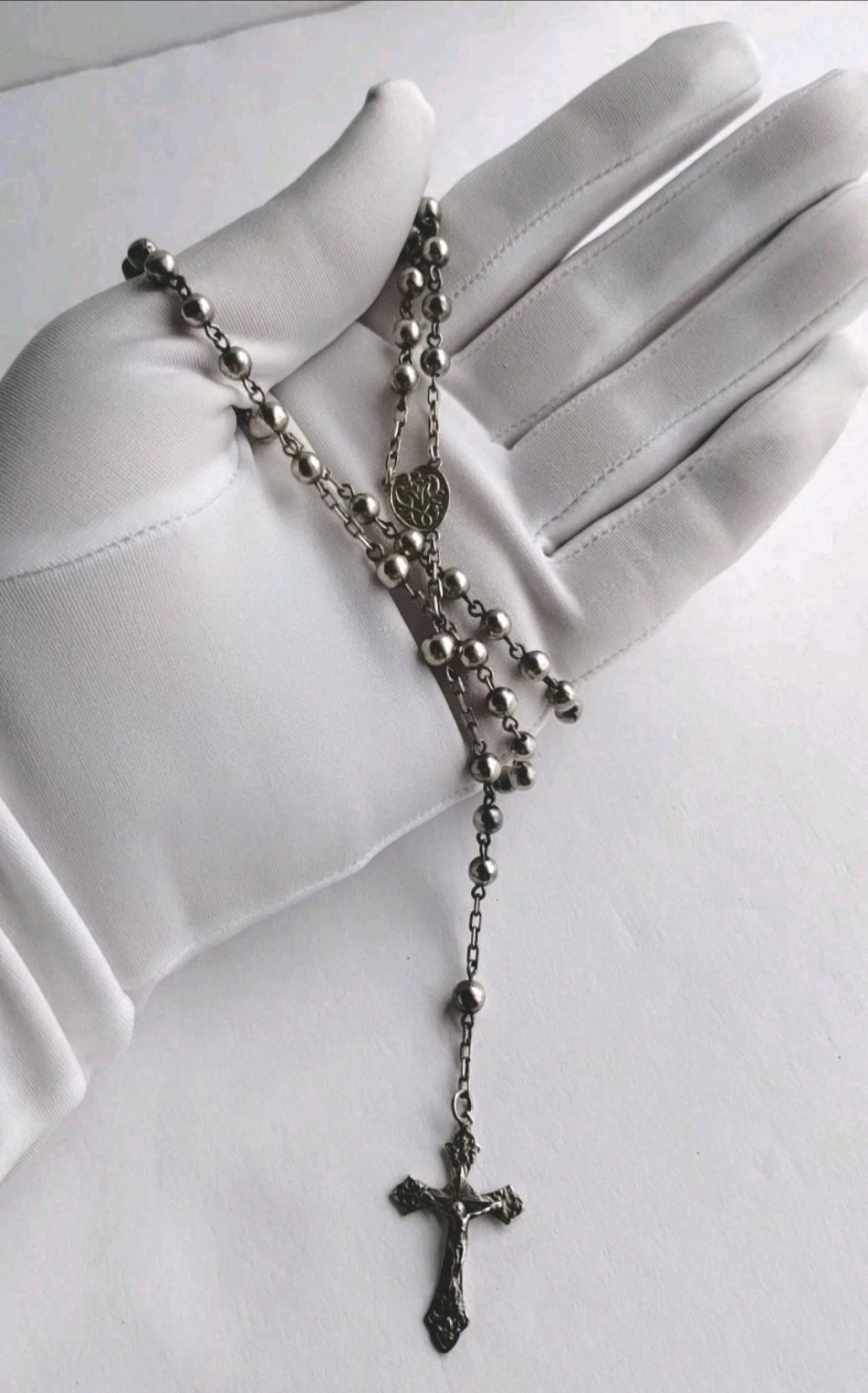 Vintage Sterling Silver 800 Rosary Crucifix Catholic Roma Rome Italy