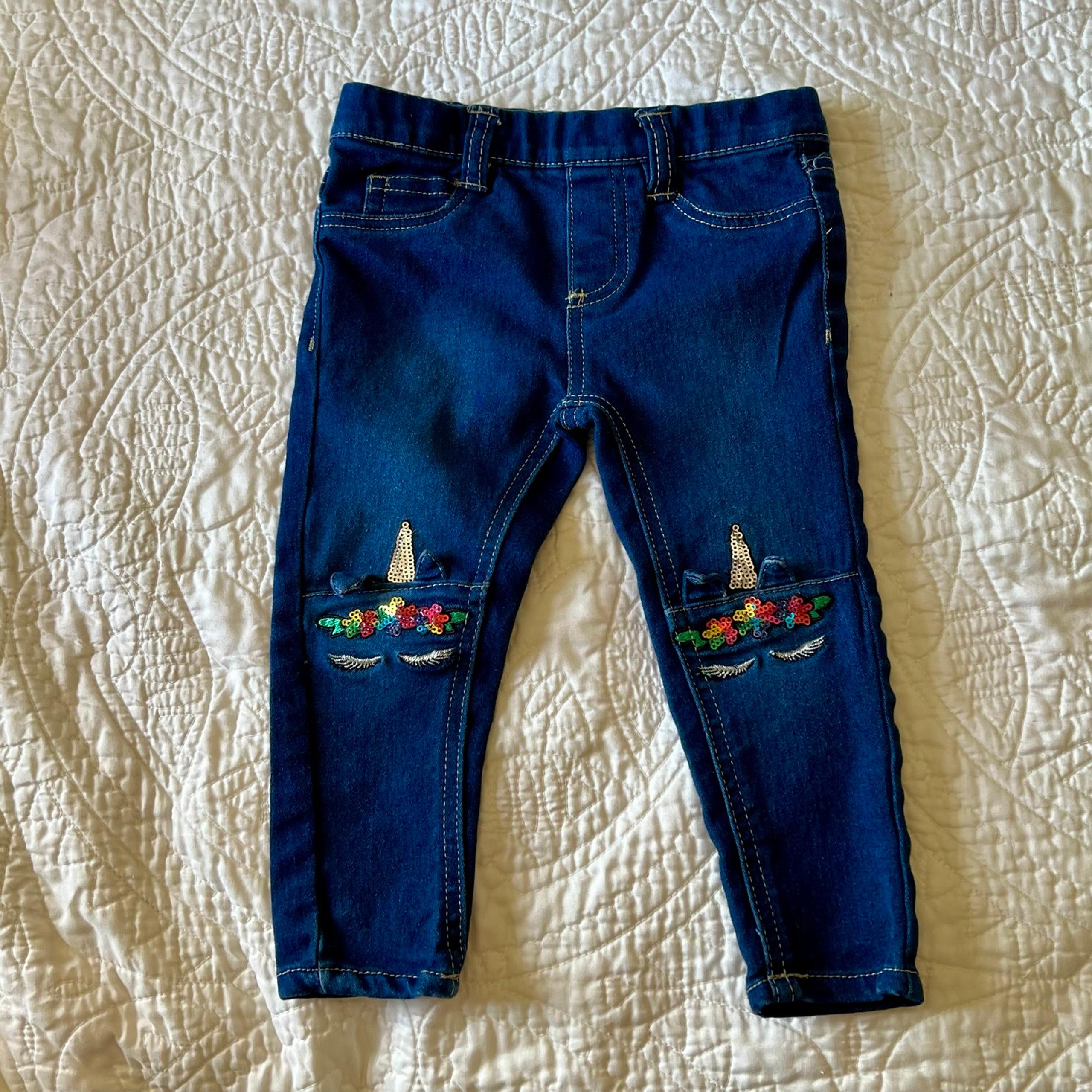 EUC Delia Girl Unicorn Appliqué Jeans 2T