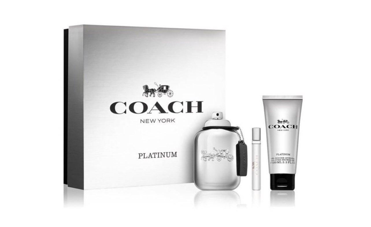 Coach NY Platinum 3.3 oz EDP spray+ 3.3 shower gel+ mini Womens Gift Set NIB