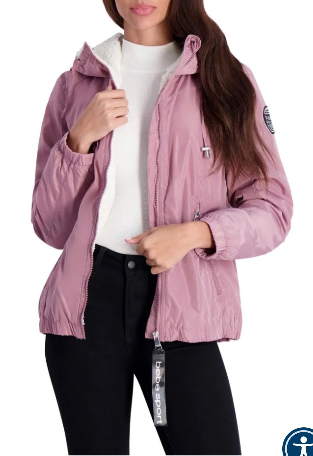 NWOT Bebe Sport Faux Fur Lined Lightweight Puffer Jacket