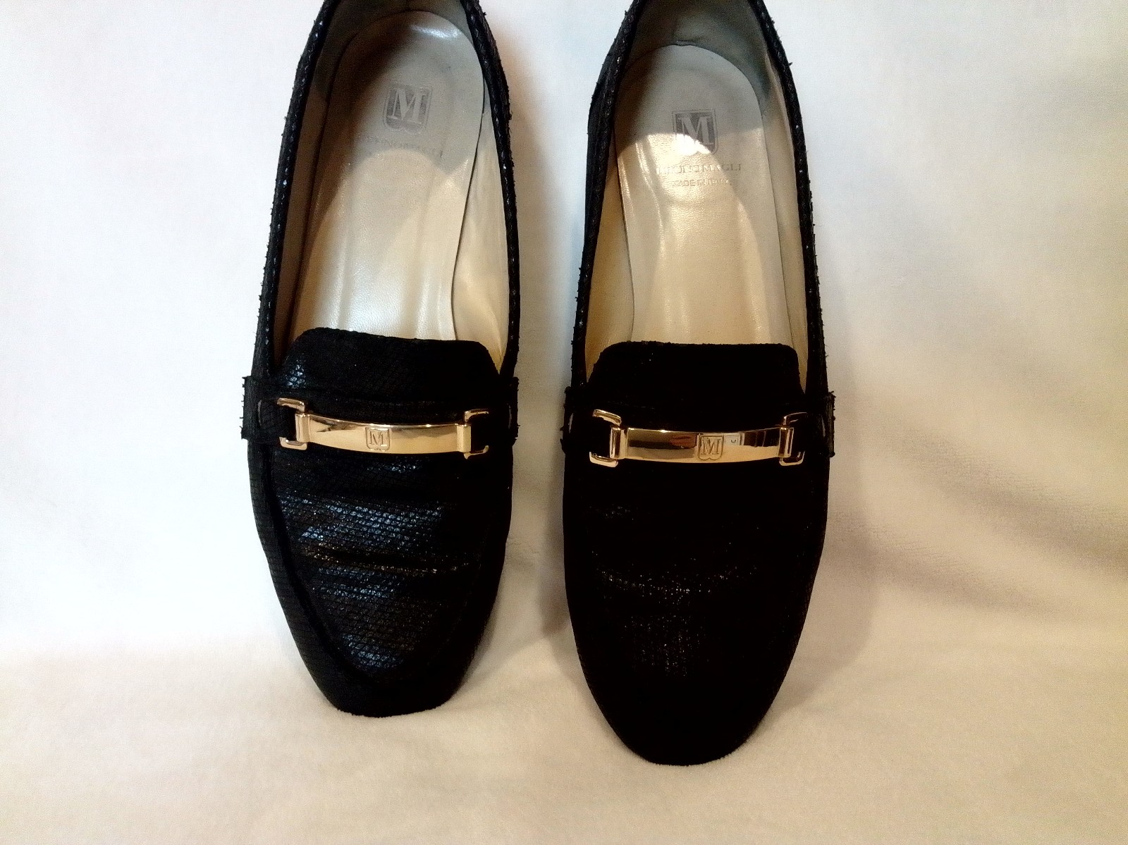 Bruno Magli Women's Black Leather Loafers, EU Size 38, US Size 8