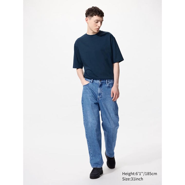 UNIQLO Men's Wide Straight Jeans In Blue Waist 31