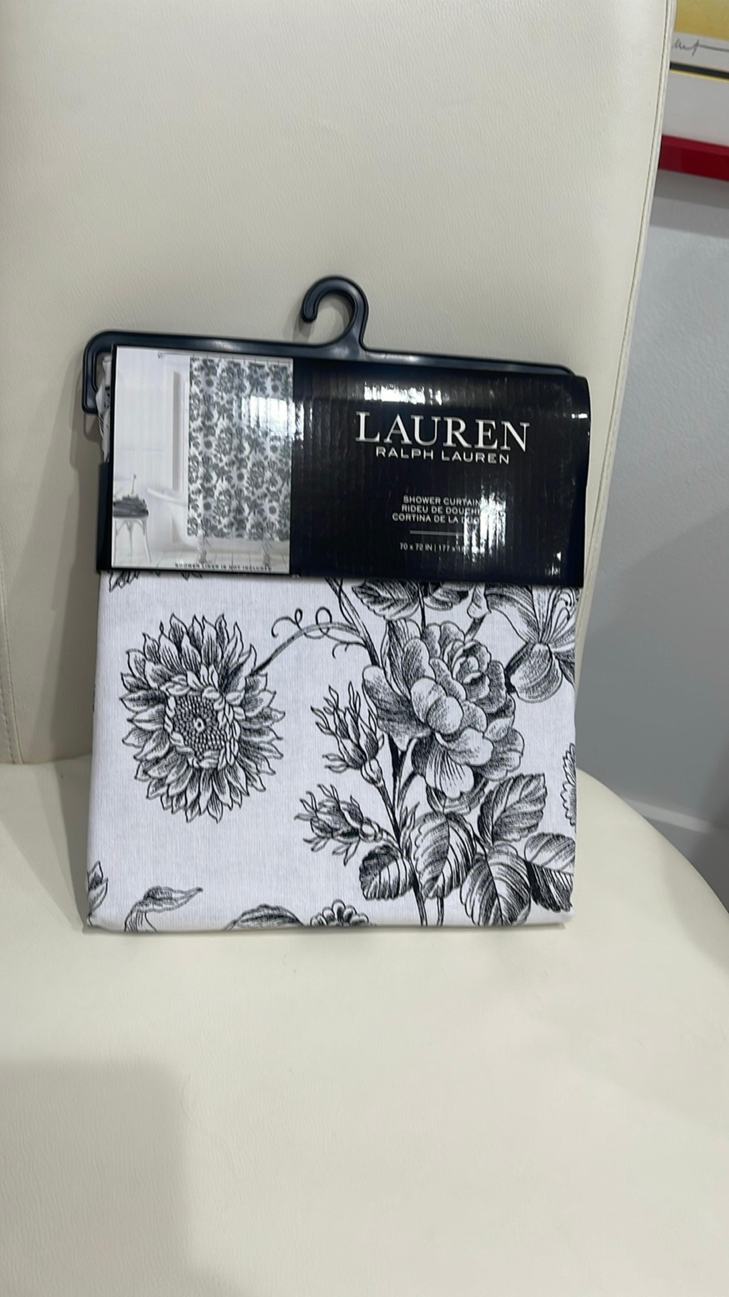 Lauren Ralph Lauren White & Black Floral Print Shower Curtain