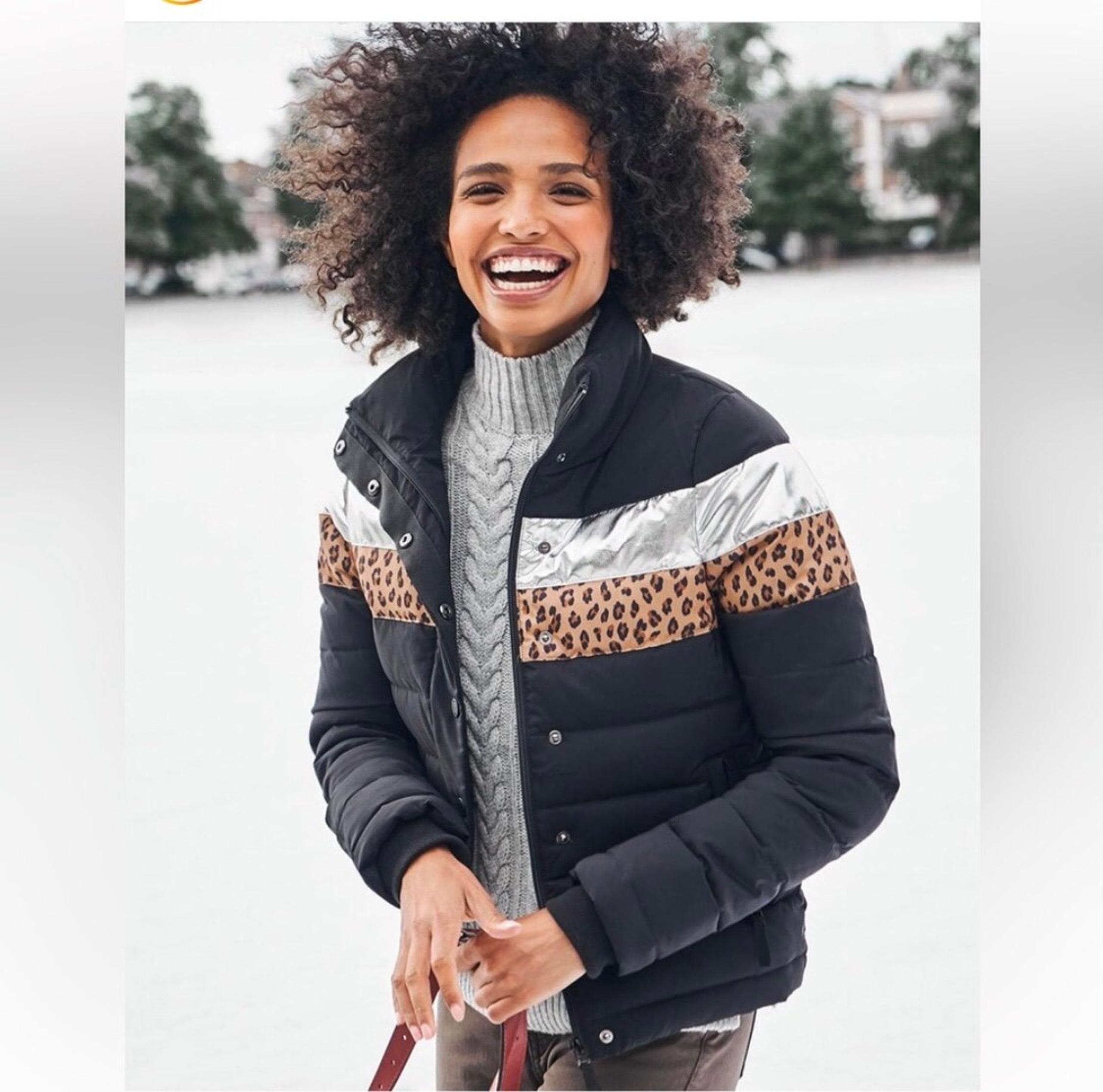 Boden womens caddick puffer down jacket leopard print