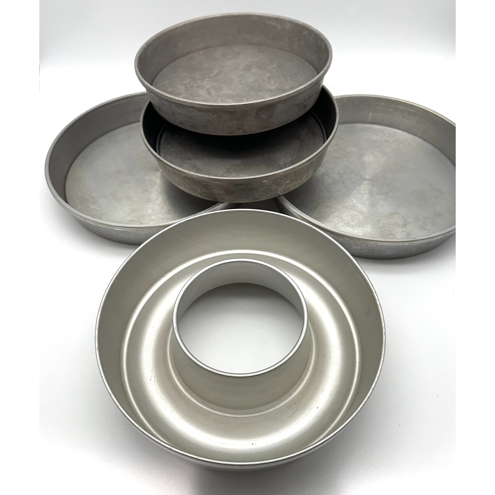 5 Vintage Mirro Cake Pans Removable Bottoms 1178M & 1179M Bundt Cake Pan 728AM