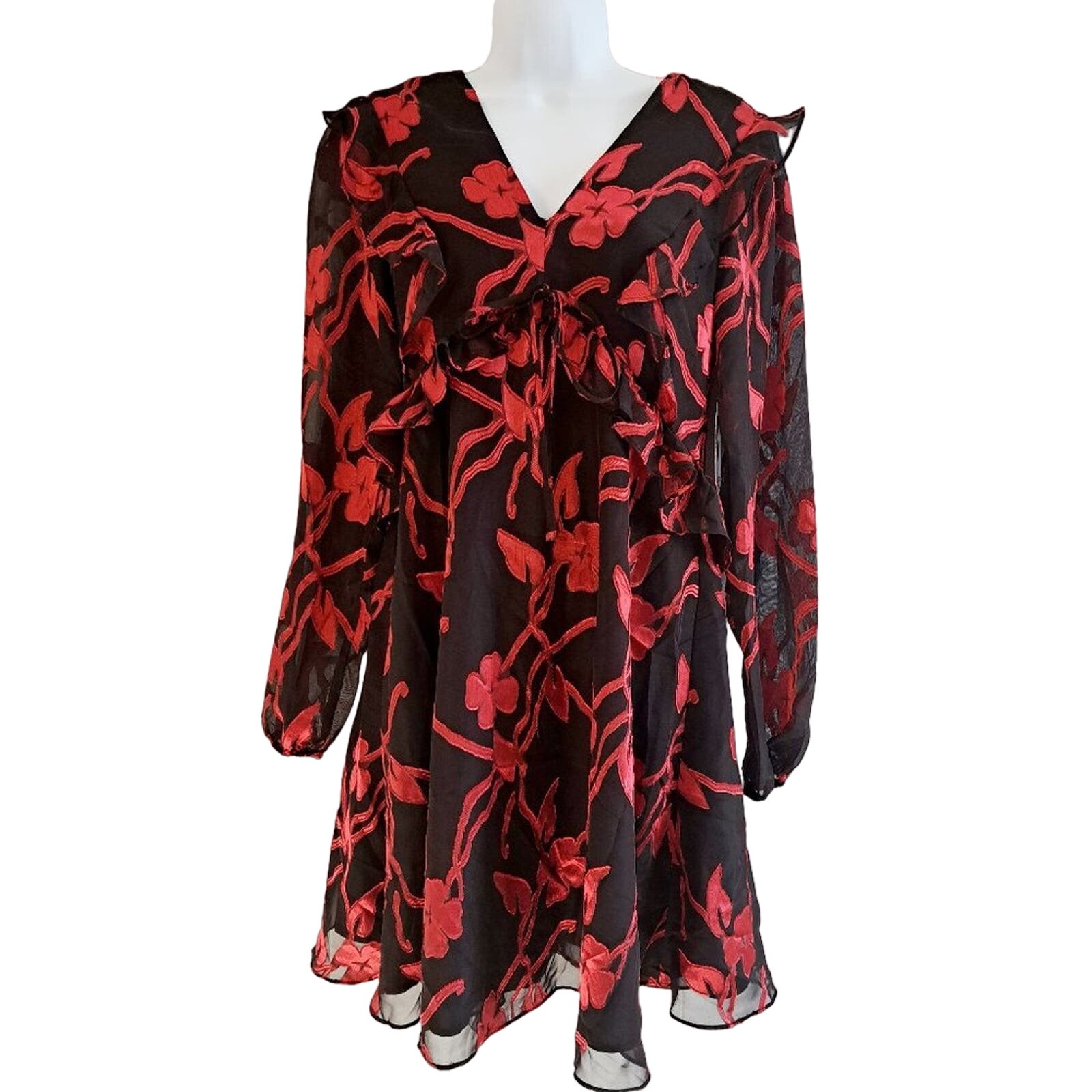 Kensie Floral Print Ruffled Dress