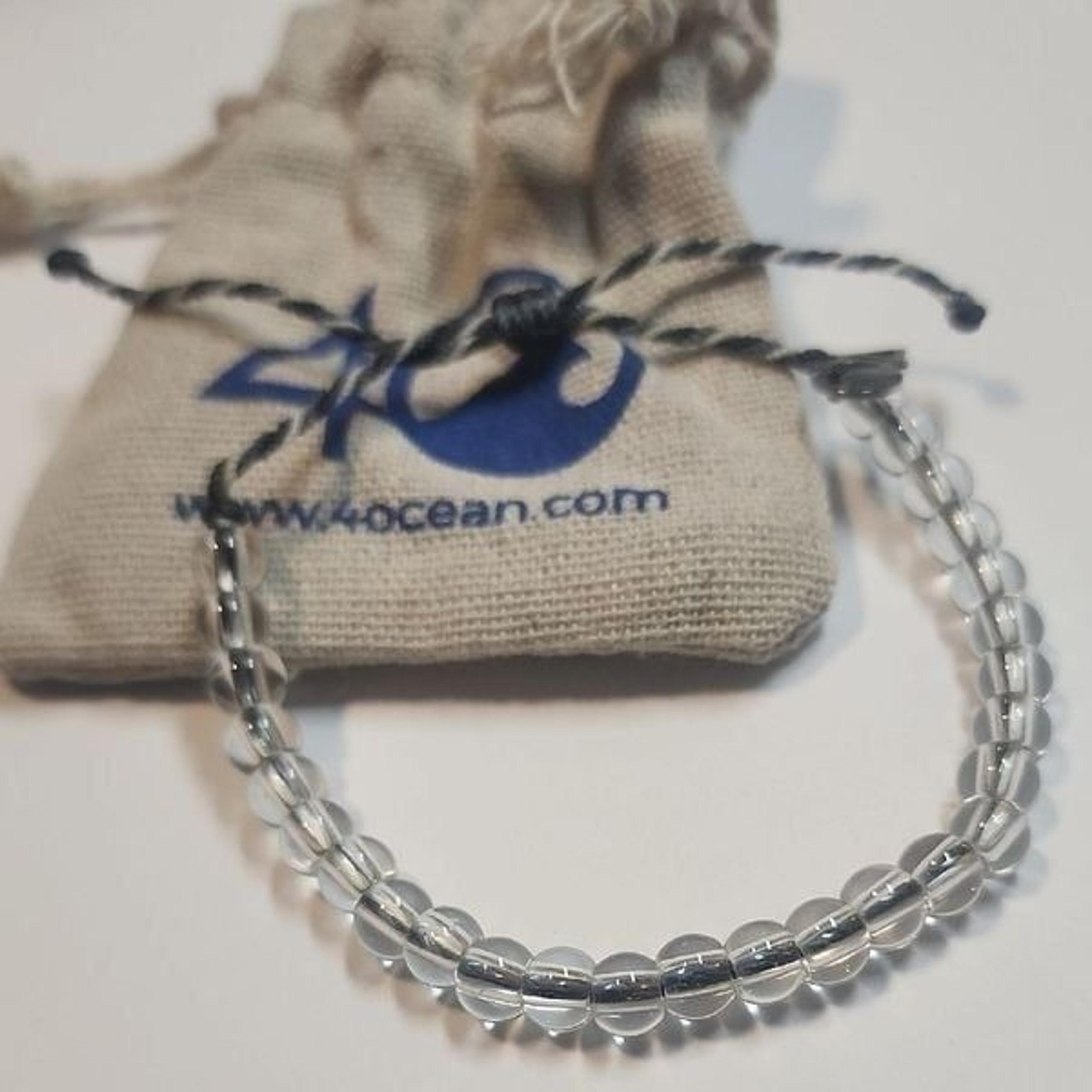 4ocean clear beaded gray white black Bracelet