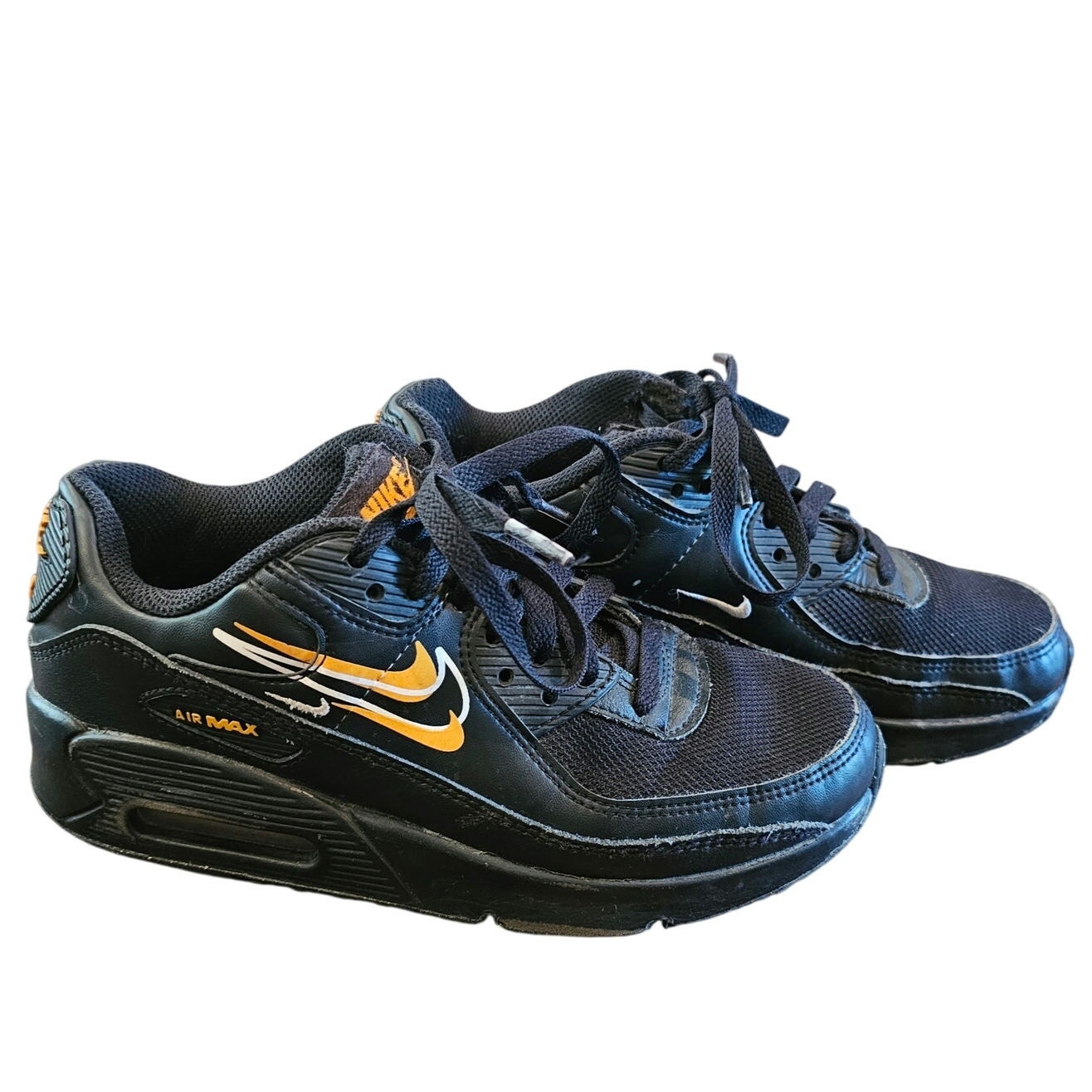 Air Max 90 GS 'Multi-Swoosh - Black Orange Boy's Youth Size 4