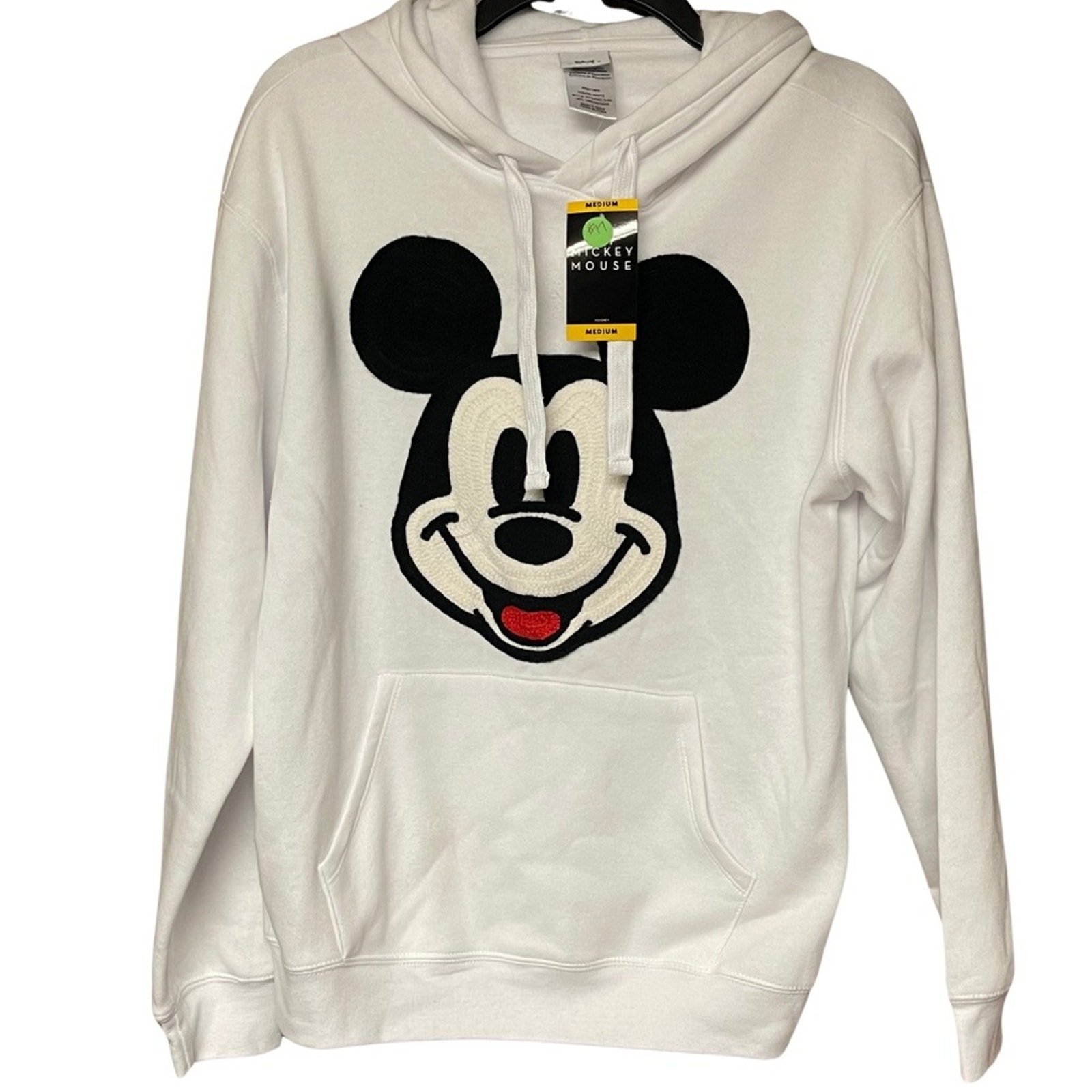 Disney Mickey Mouse hoodie women’s crocheted embroidery white size medium NEW
