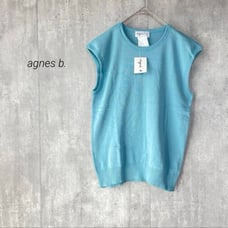 【Agnes b.】Summer Knit Vest, Light Blue, Made in France, 100% Cotton