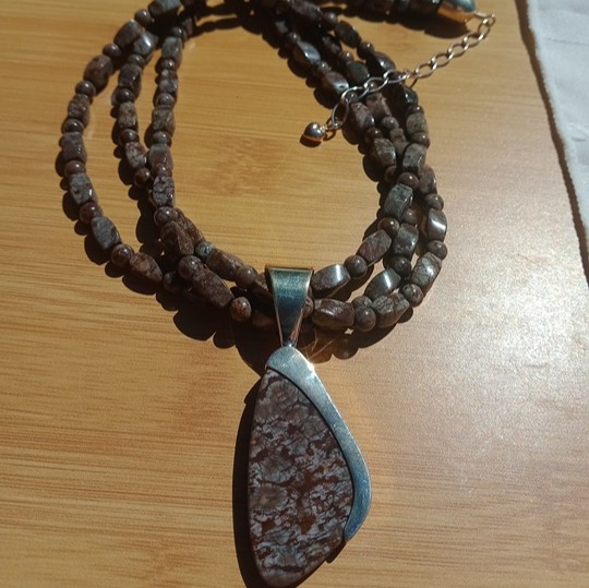 Jay King DTR mine finds 3 strand Jasper necklace pendant set 925 Sterling