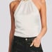 Retrofete White Halter TOP NWT SIZE L RHINESTONE COLLAR