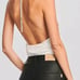 Retrofete White Halter TOP NWT SIZE L RHINESTONE COLLAR