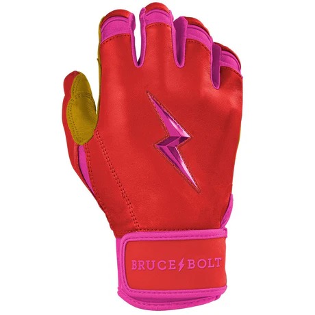 NWT Bruce Bolt Adult BADER Series Short Cuff Batting Gloves |Bader Pink| Sz: L