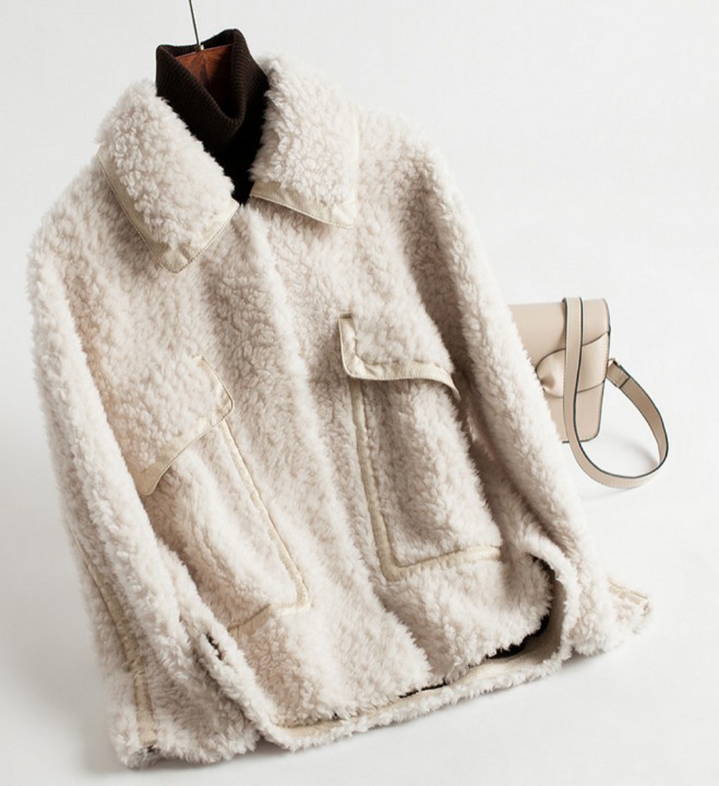 Sheep sheared cashmere grain circle cashmere coat for women