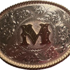 Montana Silversmiths Belt Buckle Initial M Sterling Silver Plate Gold Trim