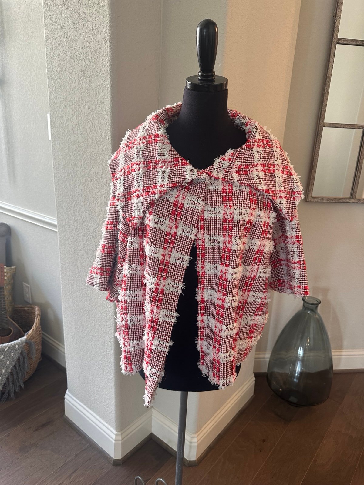 Buru Jacket Coat Red White Size S/M