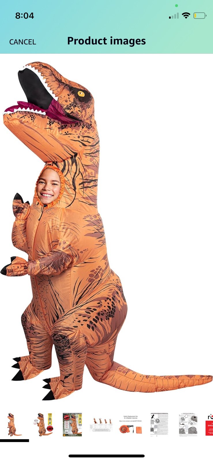 NWOT Jurassic World Inflatable T-Rex costume Tyrannosaurus Rex Halloween Dinosa