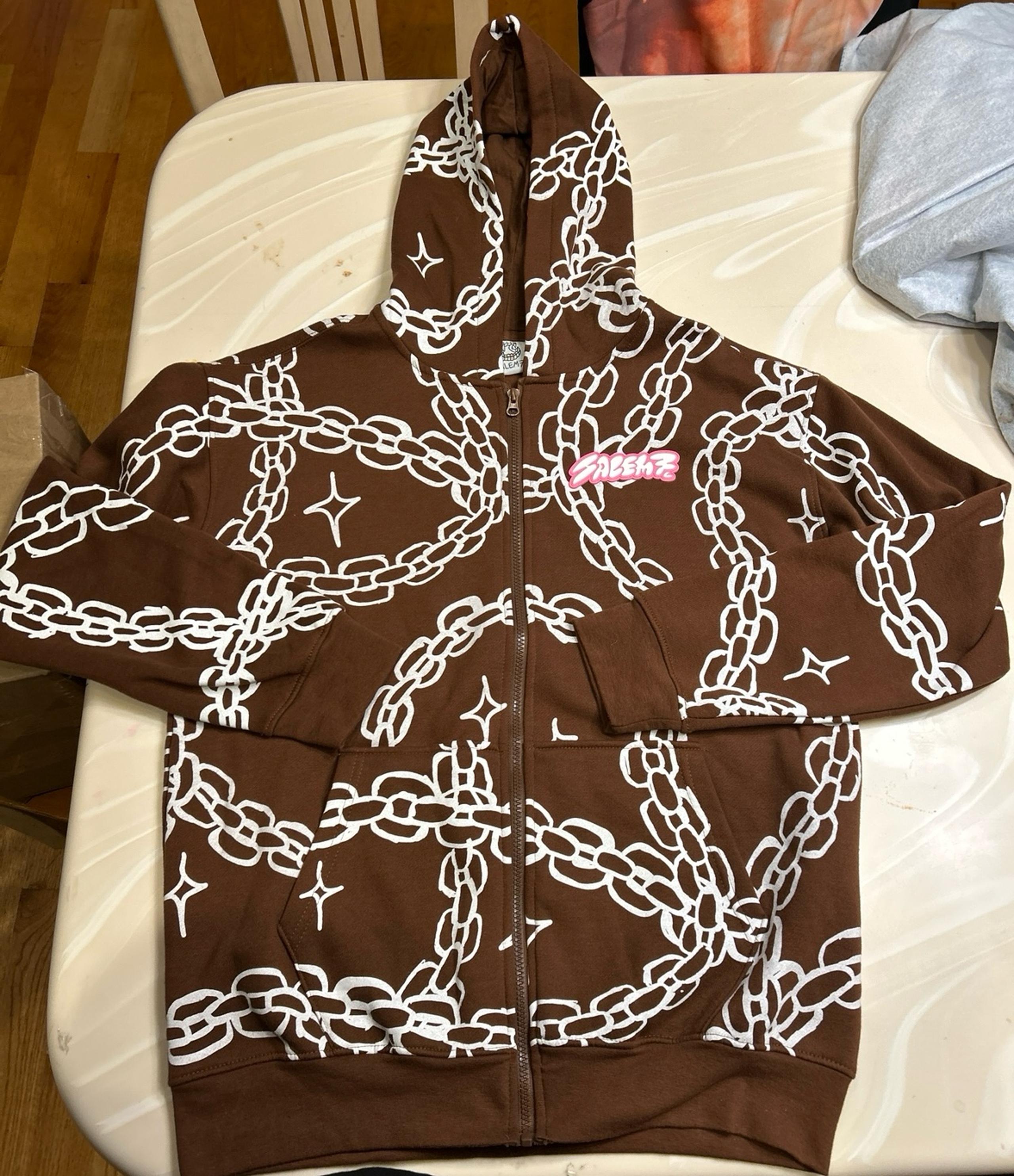 Salem7 Chains Brown Zip Unisex Hoodie