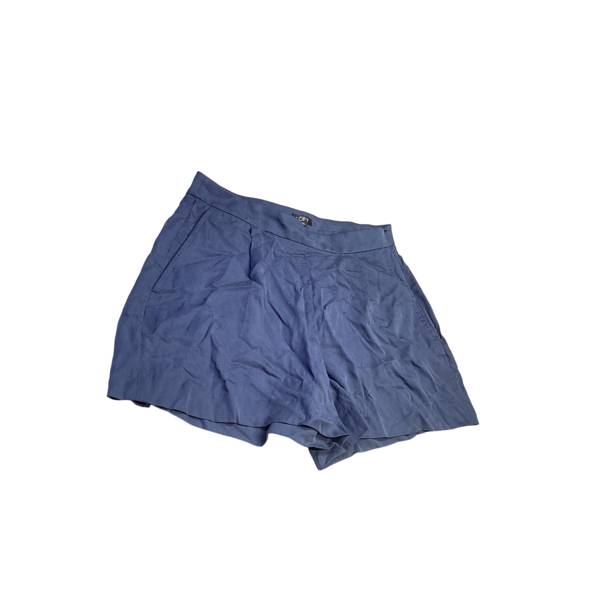 Ann Taylor Loft Women's Standard Fit Pleated Pockets Navy Blue Chino Shorts Sz 4