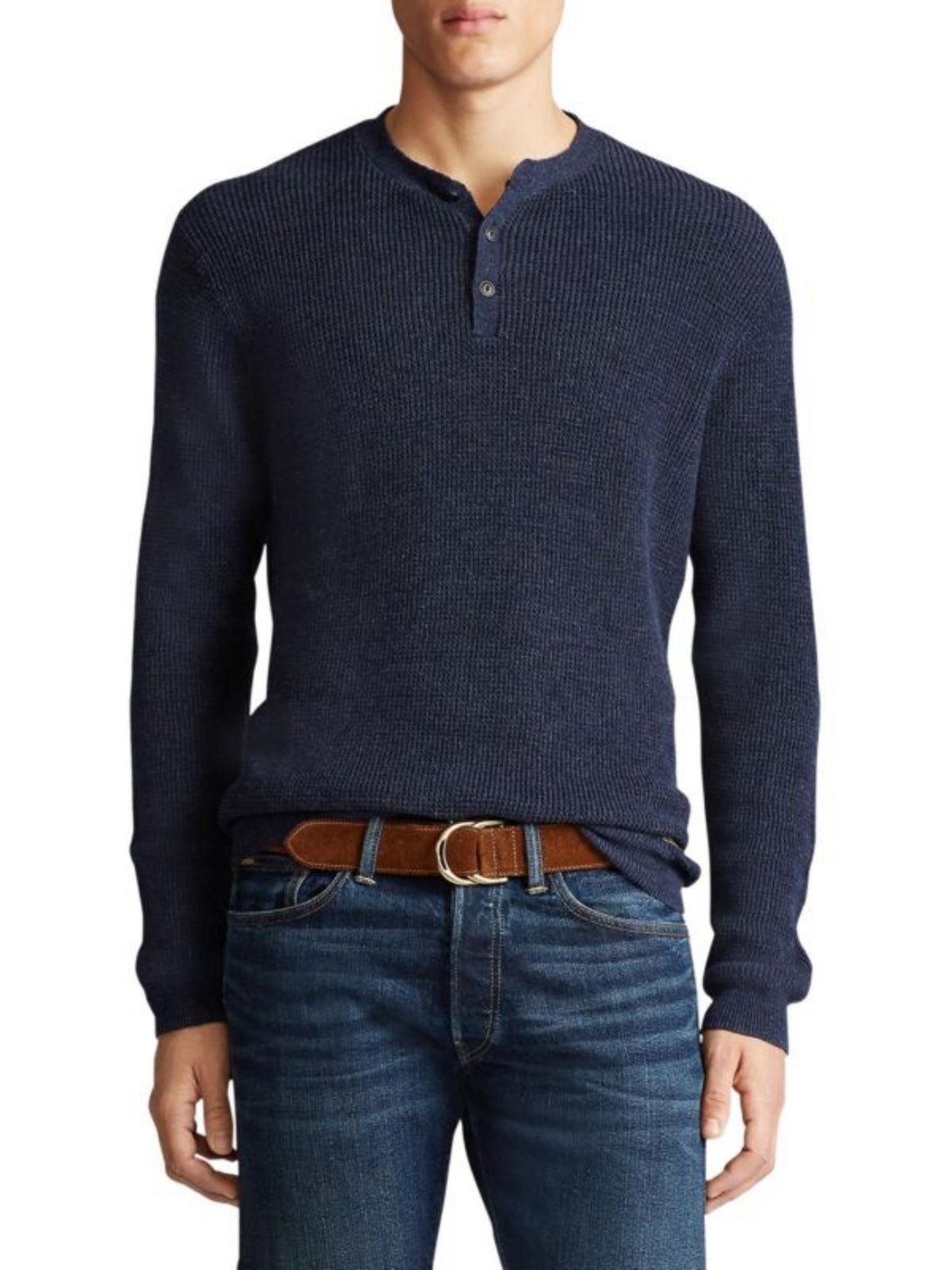 Polo Ralph Lauren Long-Sleeve Cotton Henley Sweater Brown label Retail 148