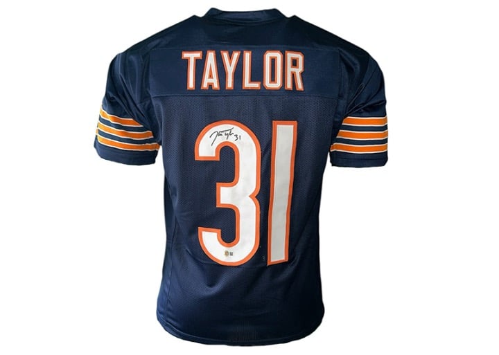 Ken Taylor Signed Custom Blue Football Jersey Beckett