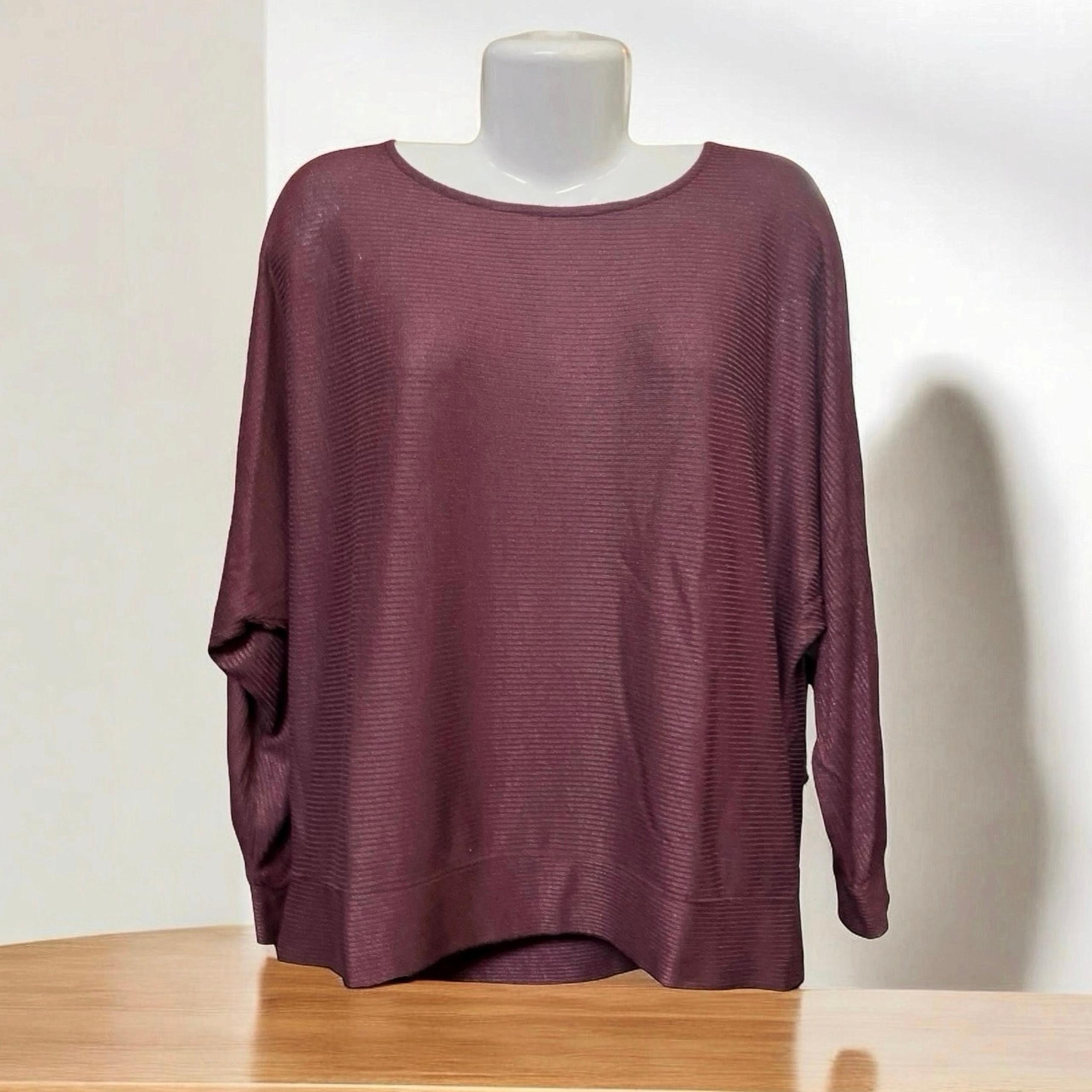 A New Day Women's Garnet Rose Ribbed Dolman Sleeve Top | Size XL