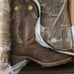 Men's Hybrid Roughstock Antler Leather Cowboy Western Boots - Brown Size 8.5